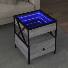   Szürke sonoma végtelen hatású LED-es dohányzóasztal 40x40x51 cm
