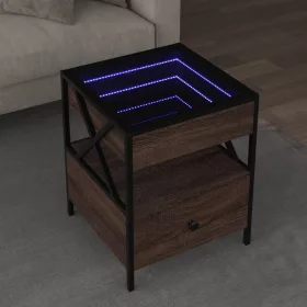   Barna tölgy végtelen hatású LED-es dohányzóasztal 40x40x51 cm