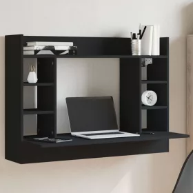   Fekete szerelt fa falra szerelhető íróasztal 105 x 48 x 75 cm