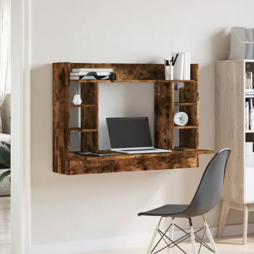 Füstös tölgy színű szerelt fa fali íróasztal 105 x 48 x 75 cm