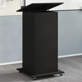   Fekete szerelt fa állópult kerékkel és fiókkal 55 x 55 x 107 cm