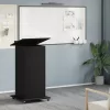 Fekete szerelt fa állópult kerékkel és fiókkal 55 x 55 x 107 cm