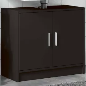 Fekete szerelt fa mosdószekrény 63 x 29 x 55 cm