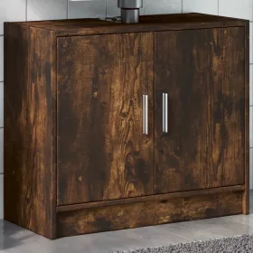   Füstös tölgy színű szerelt fa mosdószekrény 63 x 29 x 55 cm