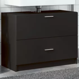 Fekete szerelt fa mosdószekrény 78 x 37 x 59 cm