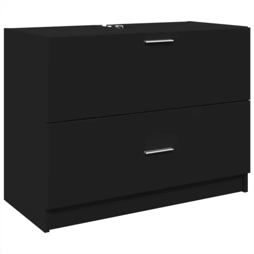 Fekete szerelt fa mosdószekrény 78 x 37 x 59 cm