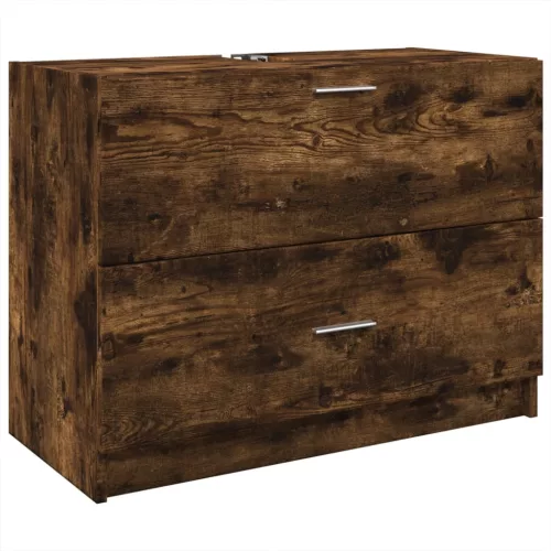 Füstös tölgy színű szerelt fa mosdószekrény 78 x 37 x 59 cm