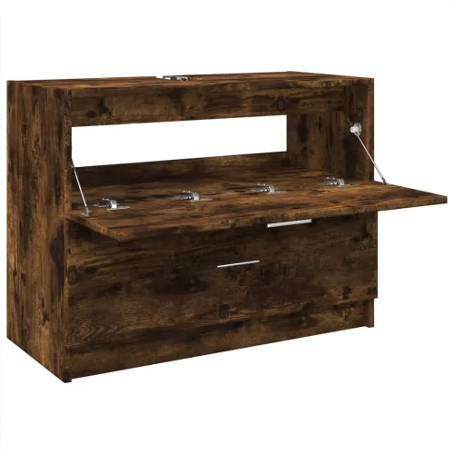 Füstös tölgy színű szerelt fa mosdószekrény 78 x 37 x 59 cm