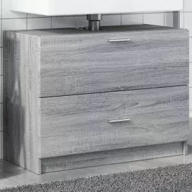   Szürke sonoma színű szerelt fa mosdószekrény 78 x 37 x 59 cm