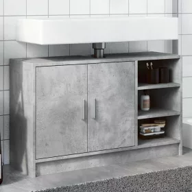 Betonszürke szerelt fa mosdószekrény 90 x 29 x 55 cm