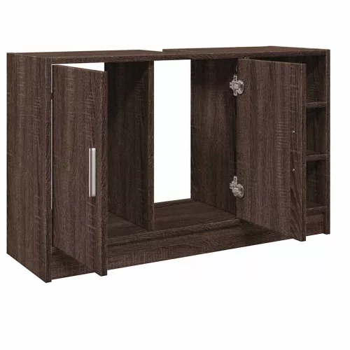 Barna tölgy színű szerelt fa mosdószekrény 90 x 29 x 55 cm