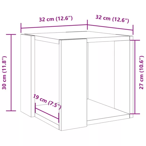 Fekete szerelt fa dohányzóasztal 32 x 32 x 30 cm