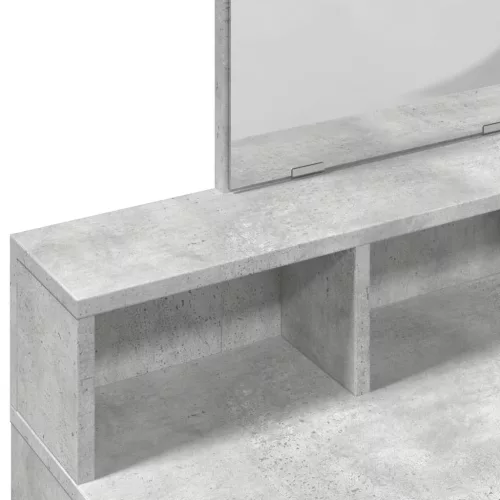 Betonszürke fésülködőasztal tükörrel 80 x 41 x 144,5 cm