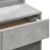 Betonszürke fésülködőasztal tükörrel 80 x 41 x 144,5 cm
