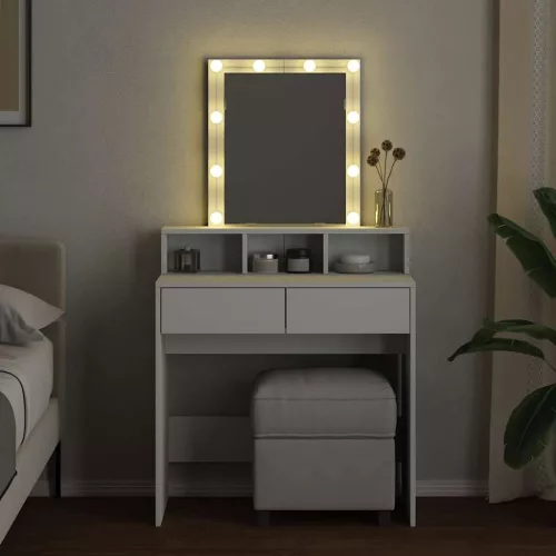Fehér fésülködőasztal LED-del 80 x 41 x 144,5 cm