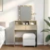 Sonoma tölgy színű fésülködőasztal LED-del 80 x 41 x 144,5 cm