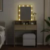 Sonoma tölgy színű fésülködőasztal LED-del 80 x 41 x 144,5 cm