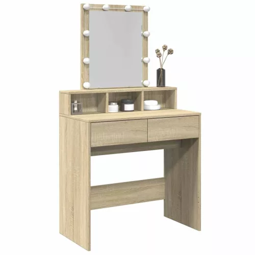 Sonoma tölgy színű fésülködőasztal LED-del 80 x 41 x 144,5 cm