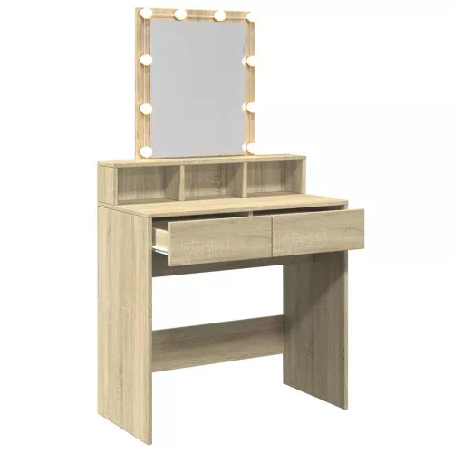 Sonoma tölgy színű fésülködőasztal LED-del 80 x 41 x 144,5 cm
