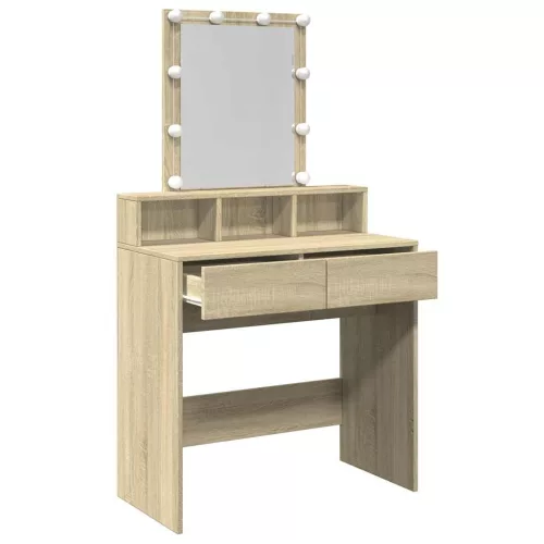Sonoma tölgy színű fésülködőasztal LED-del 80 x 41 x 144,5 cm