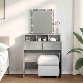 Betonszürke fésülködőasztal LED-del 80 x 41 x 144,5 cm