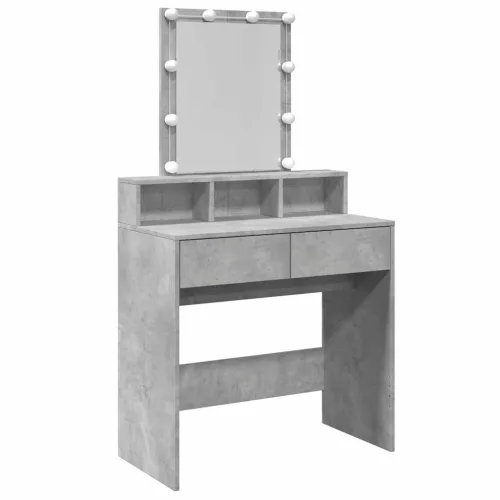 Betonszürke fésülködőasztal LED-del 80 x 41 x 144,5 cm