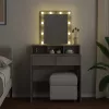 Betonszürke fésülködőasztal LED-del 80 x 41 x 144,5 cm