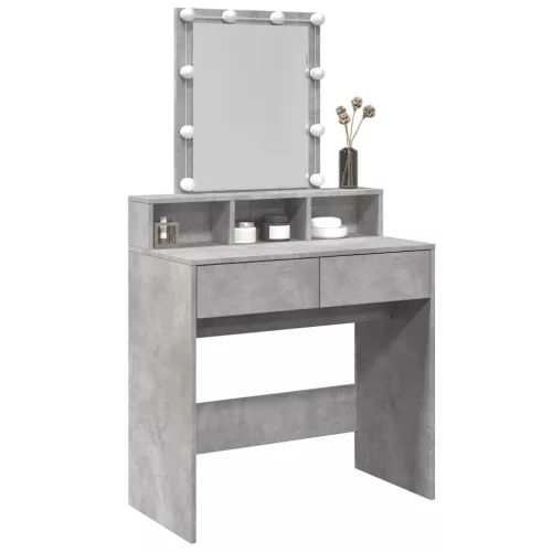 Betonszürke fésülködőasztal LED-del 80 x 41 x 144,5 cm