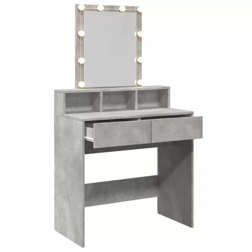 Betonszürke fésülködőasztal LED-del 80 x 41 x 144,5 cm