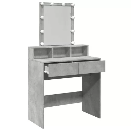 Betonszürke fésülködőasztal LED-del 80 x 41 x 144,5 cm