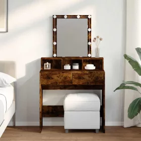   Füstös tölgy színű fésülködőasztal LED-del 80 x 41 x 144,5 cm