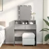 Szürke sonoma színű fésülködőasztal LED-del 80 x 41 x 144,5 cm
