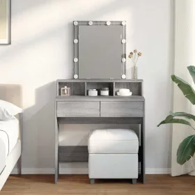  Szürke sonoma színű fésülködőasztal LED-del 80 x 41 x 144,5 cm