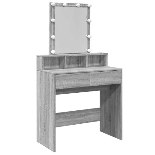 Szürke sonoma színű fésülködőasztal LED-del 80 x 41 x 144,5 cm