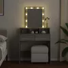 Szürke sonoma színű fésülködőasztal LED-del 80 x 41 x 144,5 cm