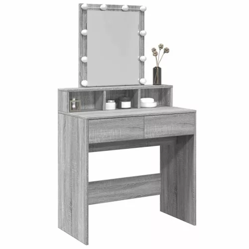 Szürke sonoma színű fésülködőasztal LED-del 80 x 41 x 144,5 cm