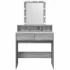 Szürke sonoma színű fésülködőasztal LED-del 80 x 41 x 144,5 cm