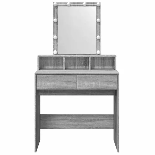 Szürke sonoma színű fésülködőasztal LED-del 80 x 41 x 144,5 cm