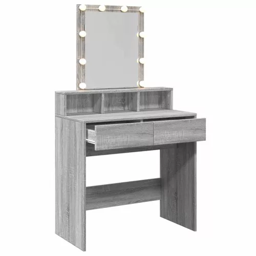 Szürke sonoma színű fésülködőasztal LED-del 80 x 41 x 144,5 cm