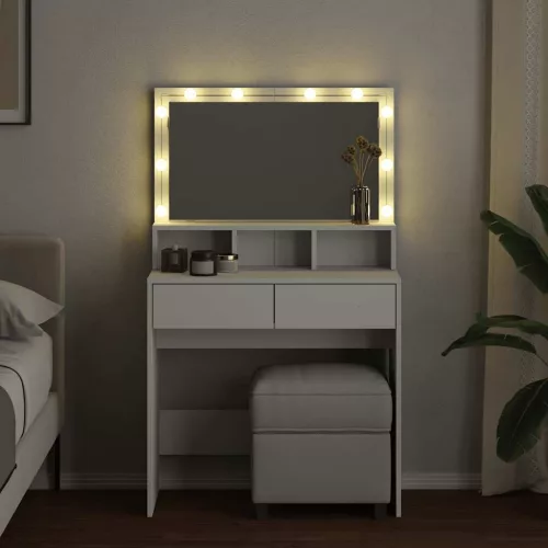 Fehér fésülködőasztal LED-del 80 x 41 x 134,5 cm