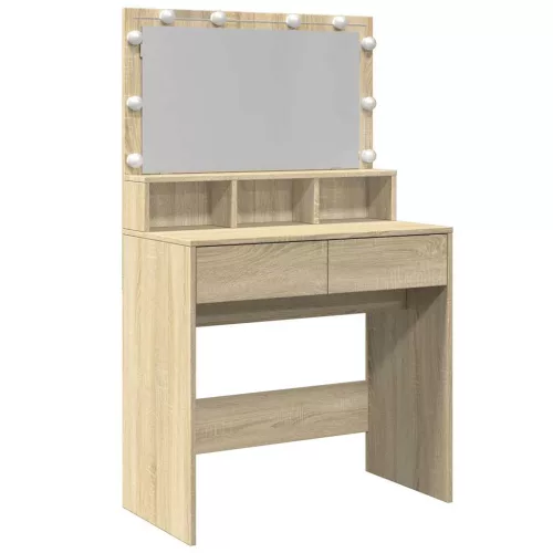 Sonoma tölgy színű fésülködőasztal LED-del 80 x 41 x 134,5 cm