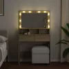 Sonoma tölgy színű fésülködőasztal LED-del 80 x 41 x 134,5 cm