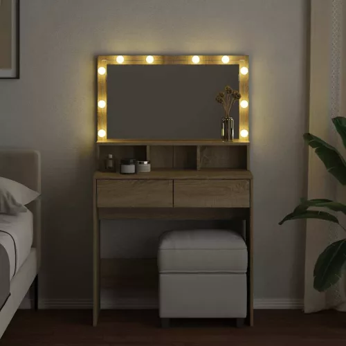 Sonoma tölgy színű fésülködőasztal LED-del 80 x 41 x 134,5 cm