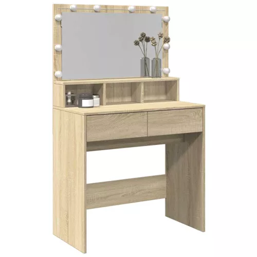 Sonoma tölgy színű fésülködőasztal LED-del 80 x 41 x 134,5 cm
