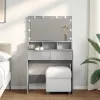 Betonszürke fésülködőasztal LED-del 80 x 41 x 134,5 cm