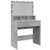 Betonszürke fésülködőasztal LED-del 80 x 41 x 134,5 cm