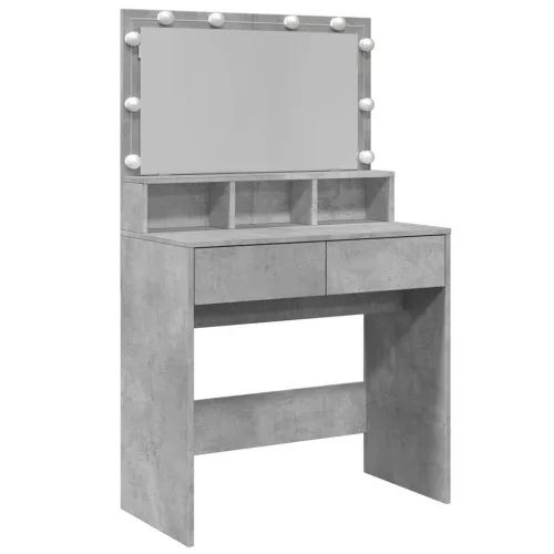 Betonszürke fésülködőasztal LED-del 80 x 41 x 134,5 cm