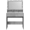 Betonszürke fésülködőasztal LED-del 80 x 41 x 134,5 cm