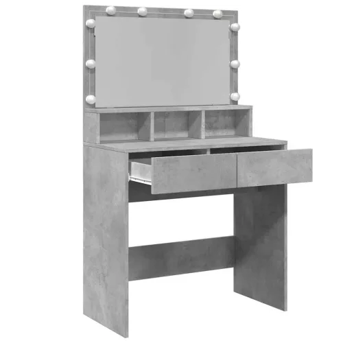 Betonszürke fésülködőasztal LED-del 80 x 41 x 134,5 cm