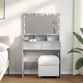   Szürke sonoma színű fésülködőasztal LED-del 80 x 41 x 134,5 cm